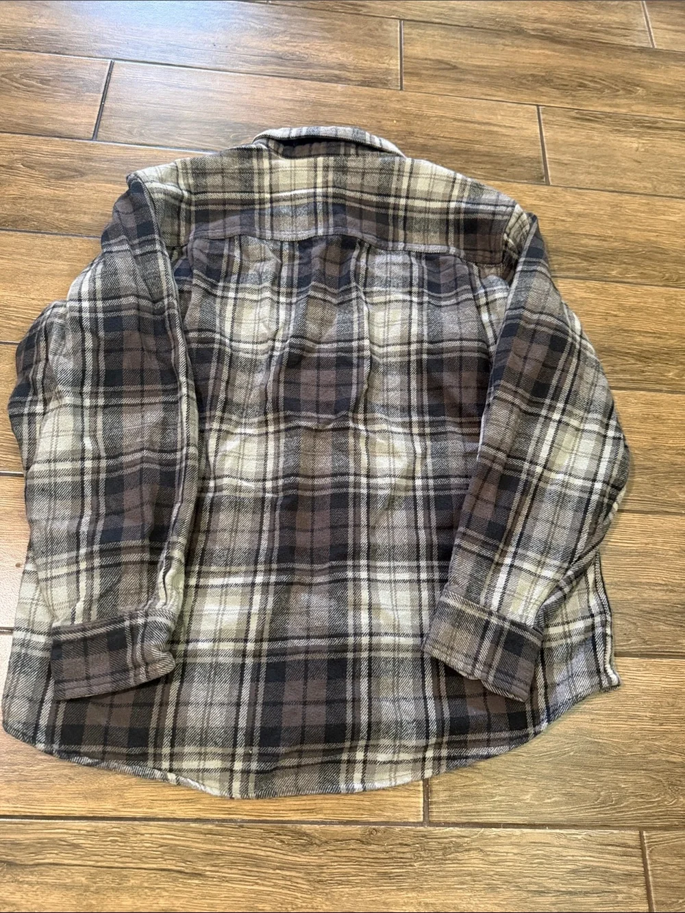 Wolverine  Mens Long Sleeve Flannel Shirt  Black Gray Plaid  Heavy Cotton   L